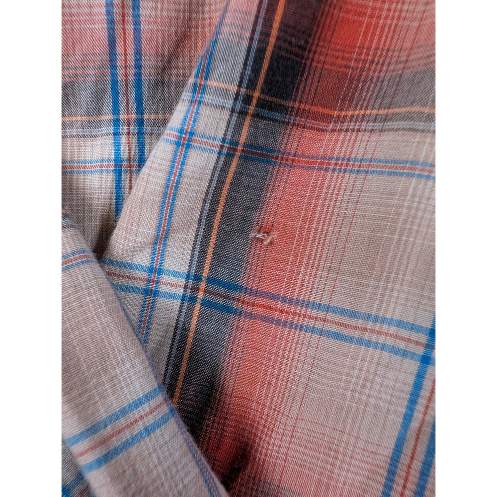Wrangler Western Fashion Snap Shirt Mens XL Orange Plaid Pearl Snap WM176KH - Picture 9 of 9